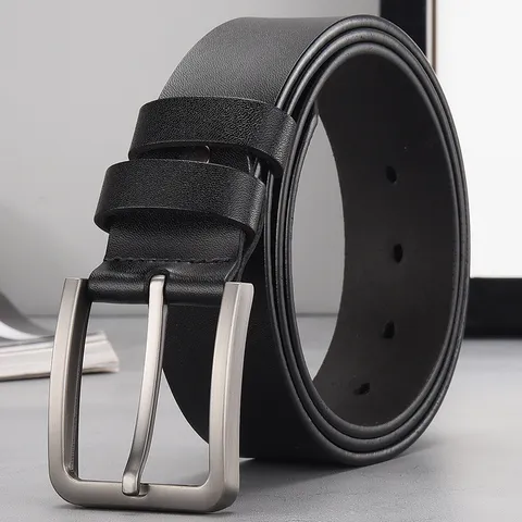 Ανδρική Κλασική Business Casual Δερμάτινη Ζώνη Σχισίματος Με Μεταλλική Αγκράφα Μονόχρωμη Ρυθμιζόμενου Μήκους Μοντέρνα Ζώνη Μέσης