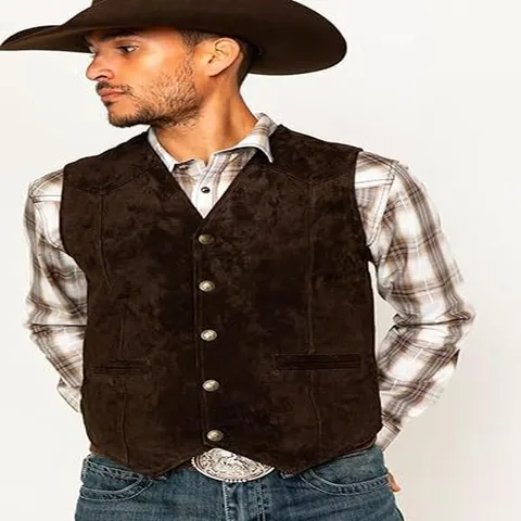 Men's Casual Corduroy Vest Vintage British Style Single-Breasted V-Neck Sleeveless Outerwear Multi-Pocket Business Waistcoat