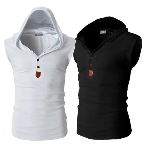 Men's Casual Modal Ice Silk Hooded Tank Top Summer Sports Fitness Workout Gym Athletic Sleeveless Vest