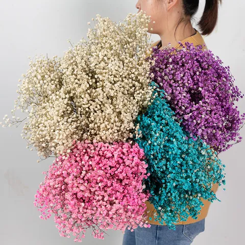 Natural Preserved Baby's Breath Dried Flowers Bouquet Real Floral Arrangement For Home Decor Festival Party Gift
