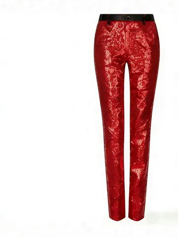 Men's Sequined Dress Pants Slim Fit Straight Leg Shiny Trousers For Stage Performance Party Club Wear Fashion Suit Pants