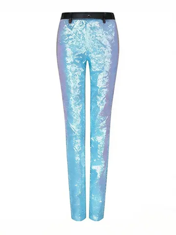 Men's Sequined Dress Pants Slim Fit Straight Leg Shiny Trousers For Stage Performance Party Club Wear Fashion Suit Pants