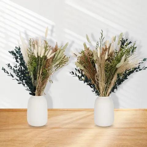 Ramo de Flores Secas Naturales Hierba de la Pampa Carrizo Plantas Secas para Decoración de Escritorio Oficina Hogar Boda Fiesta Arreglo Floral
