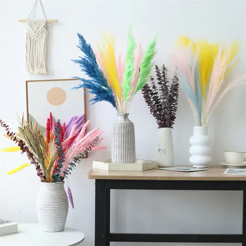 Natural Dried Pampas Grass Bouquet Bunny Tails Reed Dried Flowers Set With Box For Home Decor Floral Arrangement