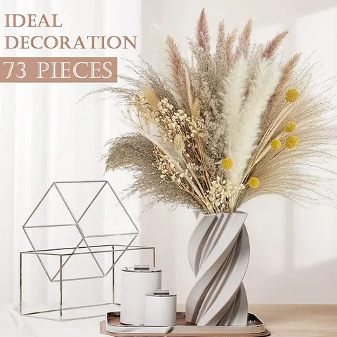 Ramo de Flores Secas de Hierba de Pampa Natural Decoración del Hogar Estilo Nórdico Arreglo Floral de Plantas Secas Para Sala de Estar Boda