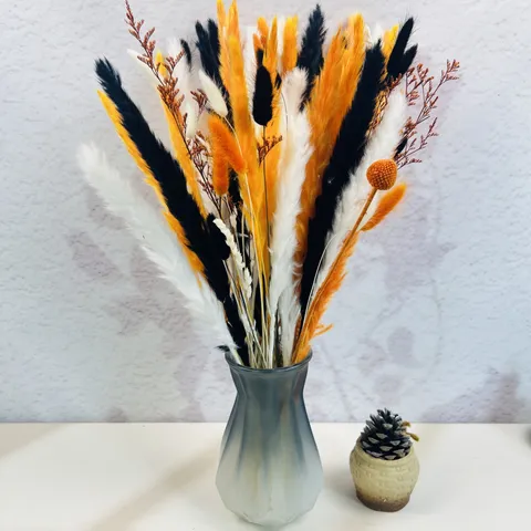 Natural Dried Flower Bouquet Small Reed Bunny Tails Leaf Vein Dried Flowers For Home Room Decor Aesthetic