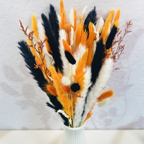 Natural Dried Flower Bouquet Small Reed Bunny Tails Leaf Vein Dried Flowers For Home Room Decor Aesthetic
