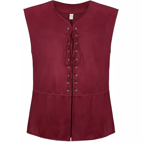 Gilet de Pirate Viking Médiéval Renaissance Hommes Femmes Costume Cosplay Vintage Gilet Sans Manches à Lacets
