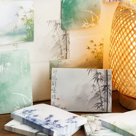 Ancient Style Ink Bamboo Design Memo Pad Non Sticky Journal Decorative Paper Writing Stationery Note Pad