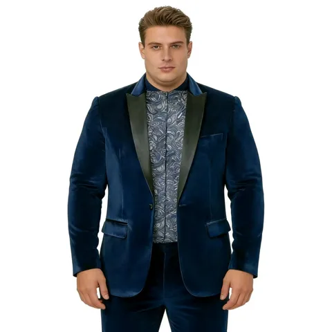 Men's Slim Fit Velvet Blazer Jacket Luxury Satin Lapel Single Button Sport Coat For Wedding Party Business Casual Top