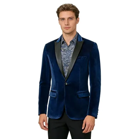Men Winter Gold Velvet Suit Jacket Business Casual Slim Fit Single Button Blazer Groom Wedding Party Outerwear
