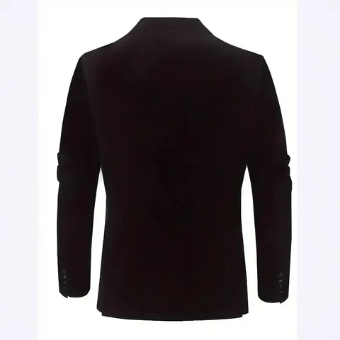 Men Velvet Casual Suit Jacket Slim Fit Double Breasted Blazer Wedding Banquet Groom Tuxedo Stylish Outerwear