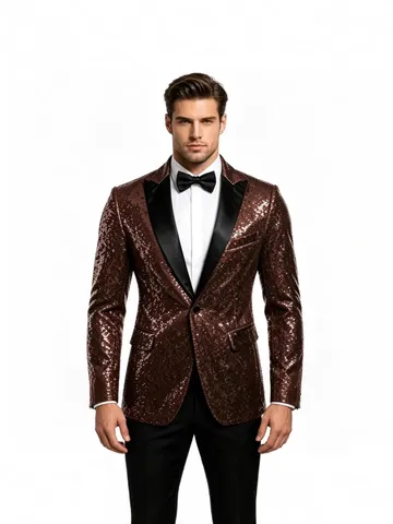 Men's Sequin Suit Jacket Slim Fit Long Sleeve Single Button Blazer For Stage Performance Nightclub Party Men Outerwear