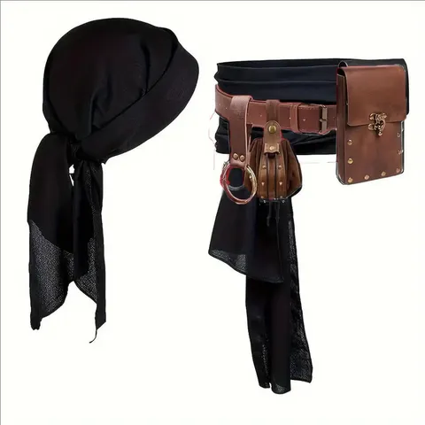 Halloween Pirate Foulard Et Ceinture Accessoires De Costumes Renaissance Médiéval Jeu De Rôle Couvre-Chef Fête Déguisée