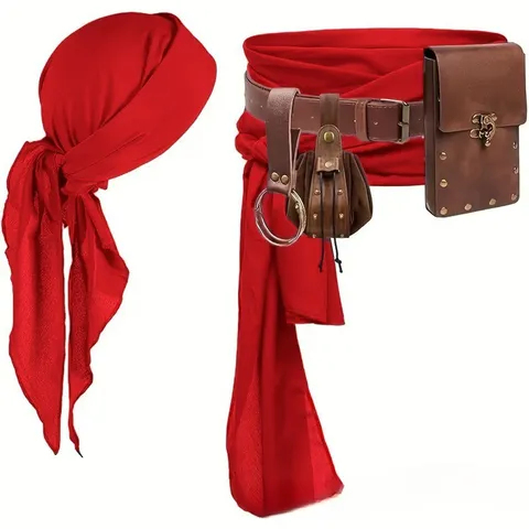 Halloween Pirate Foulard Et Ceinture Accessoires De Costumes Renaissance Médiéval Jeu De Rôle Couvre-Chef Fête Déguisée