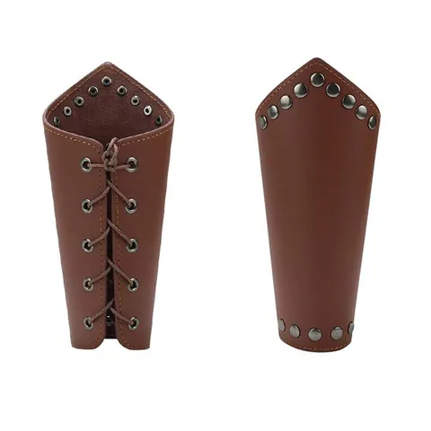 Middeleeuwse Vintage Heren Leren Riem Viking Polsband Halloween Punk Ridder Armbeschermer Kostuumaccessoires