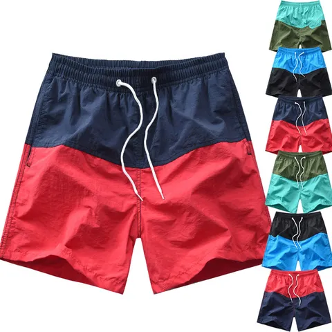 Shorts de Plage Décontractés à Rayures et Bloc de Couleur pour Hommes Été Séchage Rapide Taille Moyenne Jambe Droite Mode Shorts
