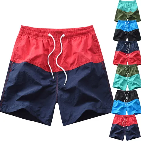 Shorts de Plage Décontractés à Rayures et Bloc de Couleur pour Hommes Été Séchage Rapide Taille Moyenne Jambe Droite Mode Shorts