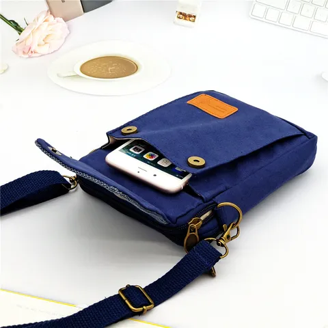 Borsa a Tracolla in Tela Casual da Donna Borsetta per Cellulare Multi Tasca Piccola Borsa a Spalla Semplice Quotidiana