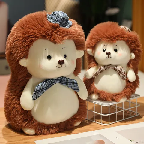 Mignon Hérisson Jouet en Peluche Animal en Peluche avec Chapeau Haut de Forme et Nœud Papillon Peluche Courte Douce Coton PP Poupée Cadeau Jouet Enfant