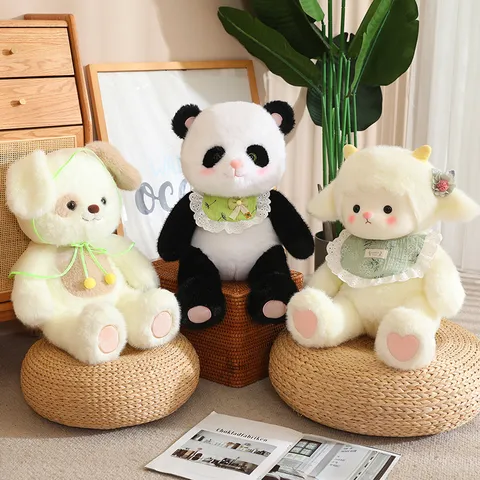 Mignon Bavette Panda Agneau Chiot Peluche Douce Poupée Animal en Peluche Kawaii Cartoon Sac à Dos en Peluche Cadeau d'Anniversaire