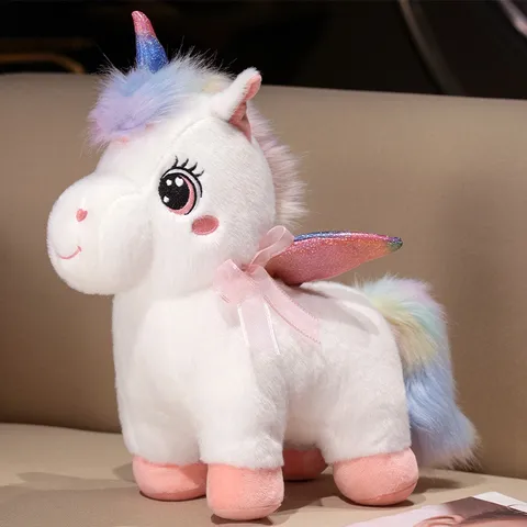 Süßes Regenbogen Pegasus Einhorn Plüschtier Weiche Gestopfte Tierpuppe Engel Einhorn Spielzeug Kinder Geburtstagsgeschenk Heimdekoration