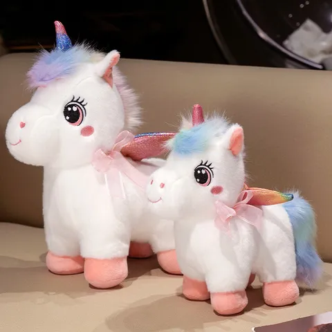 Süßes Regenbogen Pegasus Einhorn Plüschtier Weiche Gestopfte Tierpuppe Engel Einhorn Spielzeug Kinder Geburtstagsgeschenk Heimdekoration
