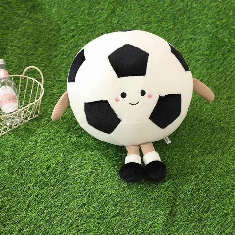 Juguete de Peluche de Fútbol de Dibujos Animados Almohada de Balón de Fútbol Rellena Muñeca Compañera Suave Regalo de Cumpleaños