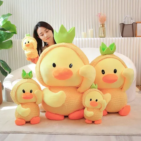 Cute Pineapple Duck Plush Toy Soft Stuffed Animal Cartoon Doll Cute Yellow Duck Pillow Gift For Kids