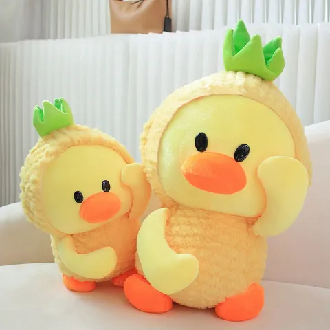 Cute Pineapple Duck Plush Toy Soft Stuffed Animal Cartoon Doll Cute Yellow Duck Pillow Gift For Kids