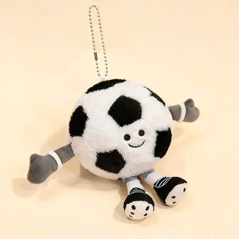 Pendentif de Sac en Peluche de Football de Dessin Animé Mignon Poupée de Soccer Rembourrée Porte-Clés Cadeau Enfant