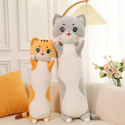 Cute Long Cat Plush Pillow Soft Stuffed Animal Toy Cute Sleeping Companion Doll Birthday Gift For Girls Kids