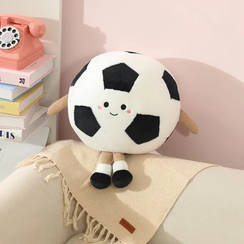 Juguete de Peluche de Fútbol de Dibujos Animados Almohada de Balón de Fútbol Rellena Muñeca Compañera Suave Regalo de Cumpleaños