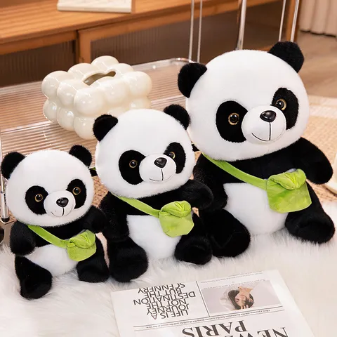 Mignon Peluche Panda Avec Sac À Dos Animal En Peluche Douce Peluche Courte Kawaii Oreiller Enfant Cadeau D'anniversaire Jouet
