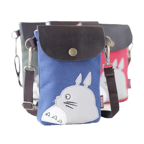Borsa a Tracolla in Tela per Cellulare Vintage Casual con Patta e Ricamo Piccola Borsa a Spalla per Donne Uomini