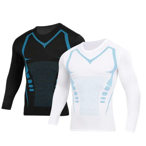 Maglia a Compressione da Uomo Abbigliamento Sportivo Top Asciugatura Rapida Stampato Fitness Palestra Allenamento