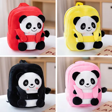 Zaino in Peluche con Panda Carino Cartone Animato Animale Bambola Borsa Scolastica Giocattolo Morbido per Bambini