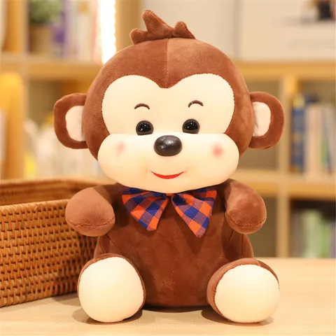 Plush Toy Cute Stuffed Monkey Doll Bowtie And Heart Love Pillow Soft Animal Toy For Kids Birthday Gift Home Decor