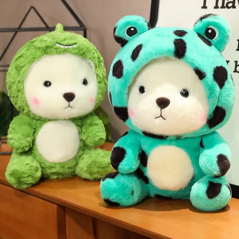 Grazioso Peluche di Animale Dinosauro e Rana Orso Giocattolo per Bambini Bambola Morbido Cuscino