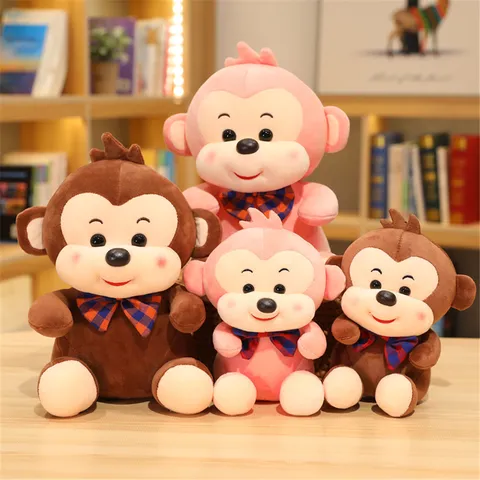 Plush Toy Cute Stuffed Monkey Doll Bowtie And Heart Love Pillow Soft Animal Toy For Kids Birthday Gift Home Decor