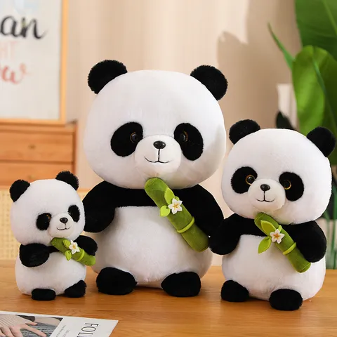 Cute Giant Panda Plush Toy Stuffed Animal Soft Doll Bamboo Flower Design Hugging Panda Toy Kids Gift Home Decor