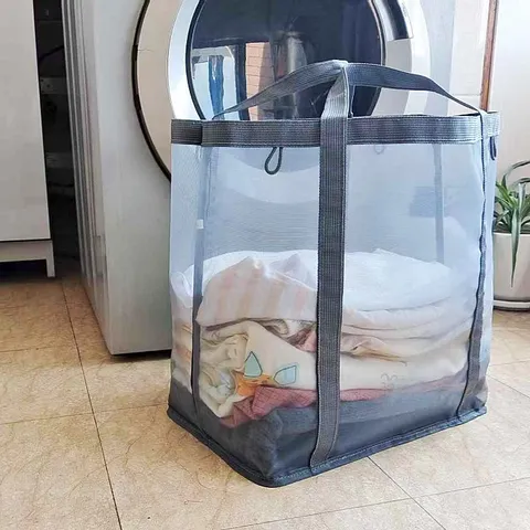 Cesta de Ropa Plegable de Gran Capacidad Cesta de Almacenamiento de Malla Organizador Portátil para Baño Dormitorio