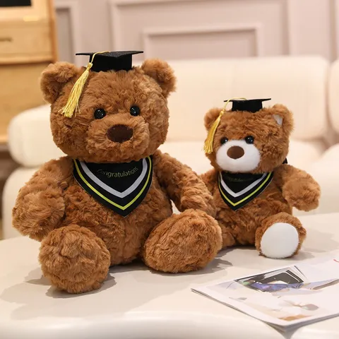 Graduation Teddy Bear Plush Toy Stuffed Animal Doctor Hat And Scarf School Commemorative Gift Cute Doll