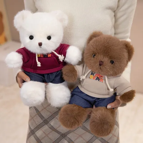 Cute Teddy Bear Stuffed Animal Plush Toy With Hoodie And Jeans Soft Cartoon Bear Doll Birthday Gift For Kids And Adults