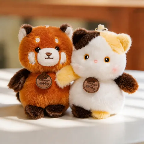 Colgante de Bolso de Peluche de Animal Lindo Mapache Conejo Rana Oveja Gato Pato Zorro Elefante Muñeca Llavero Regalo