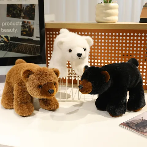 Simulation Bear Plush Toy Cartoon Stuffed Animal Brown Bear Black Bear Polar Bear Cute Doll Kids Companion Toy