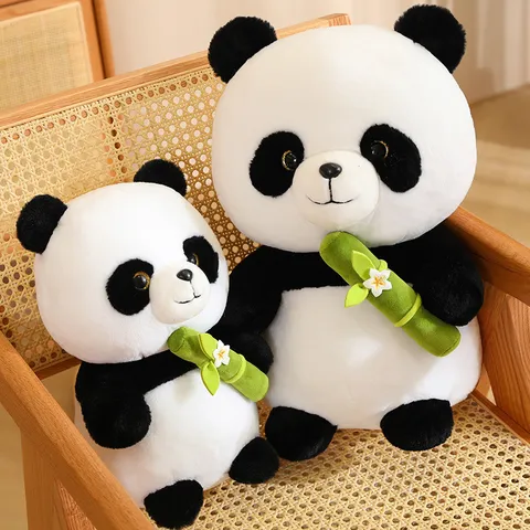Cute Giant Panda Plush Toy Stuffed Animal Soft Doll Bamboo Flower Design Hugging Panda Toy Kids Gift Home Decor