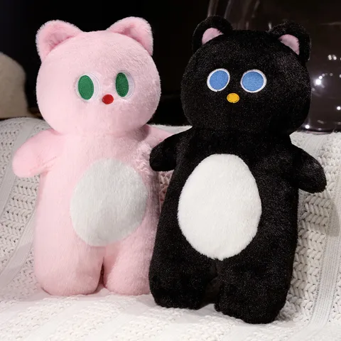 Cute Big Eyed Cat Plush Toy Long Sleeping Pillow Soft Stuffed Animal Doll Hugging Pillow Kids Birthday Gift Home Decor