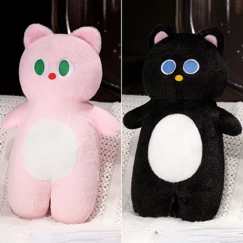Cute Big Eyed Cat Plush Toy Long Sleeping Pillow Soft Stuffed Animal Doll Hugging Pillow Kids Birthday Gift Home Decor