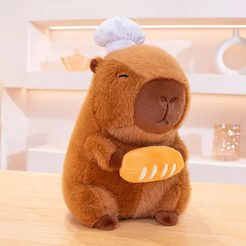 Cute Capybara Plush Toy Chef Bread Spatula Stuffed Animal Doll Soft Pillow Birthday Gift for Kids and Adults
